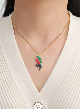 Colombian Ukrainian ethnic chain map necklace pendent