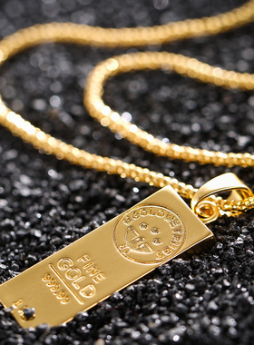 欧美热卖MGOLD WE TRUST澳大利亚爆款金条吊坠项链嘻哈流行饰品