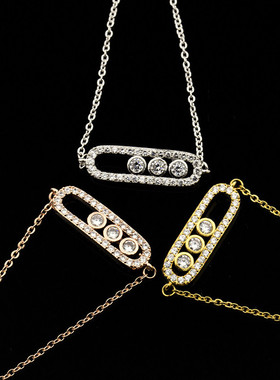 玫瑰金手链几何图形三闪钻手镯 不锈钢链扣手链结婚珠宝首饰时尚