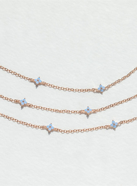 necklace 蓝色小花项链女微镶锆石气质锁骨链亚马逊爆款小众项饰