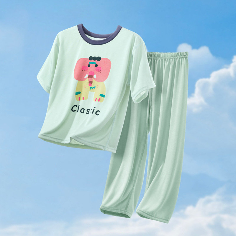 男童莫代尔家居服套装2025夏季短袖t恤衫长裤2件套亲子装睡衣5191,淘宝优惠券,粉丝福利购,淘宝优惠卷