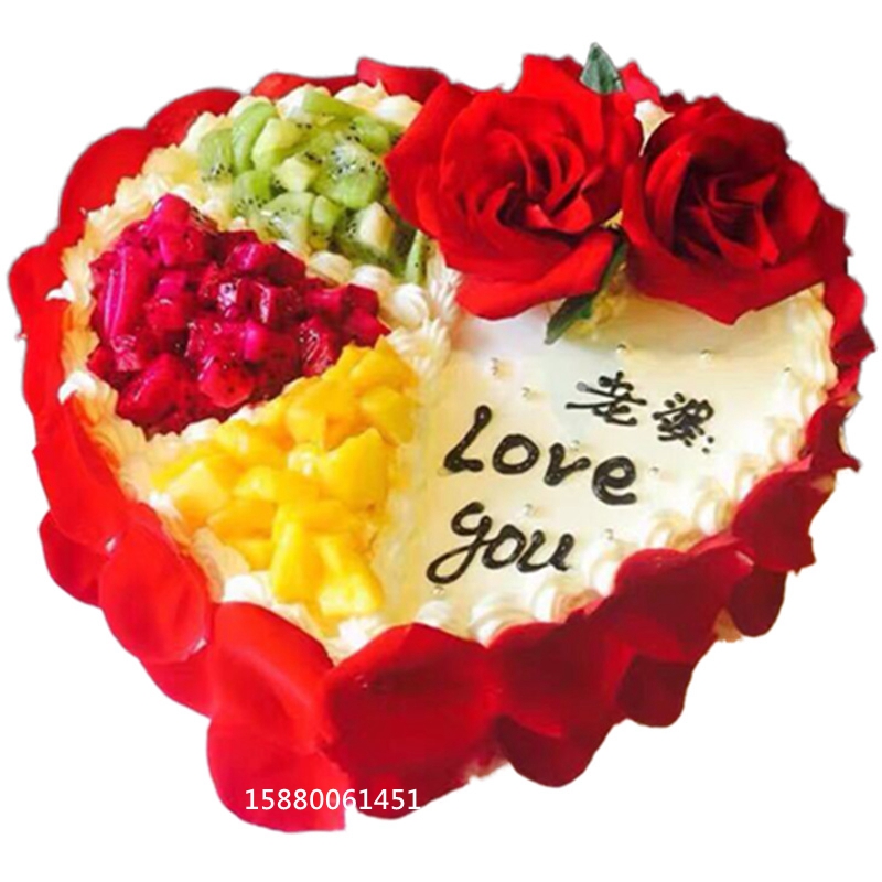 同城配送生日蛋糕女生福州珠海玫瑰花瓣创意个性定制巧克力情人节