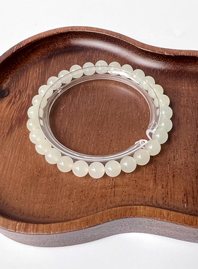 和田玉白色浅晴小米珠单圈手串6mm完美度高小清新风女士手链送礼