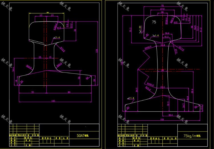 钢轨断面图图册集设计CAD图纸 - 图2