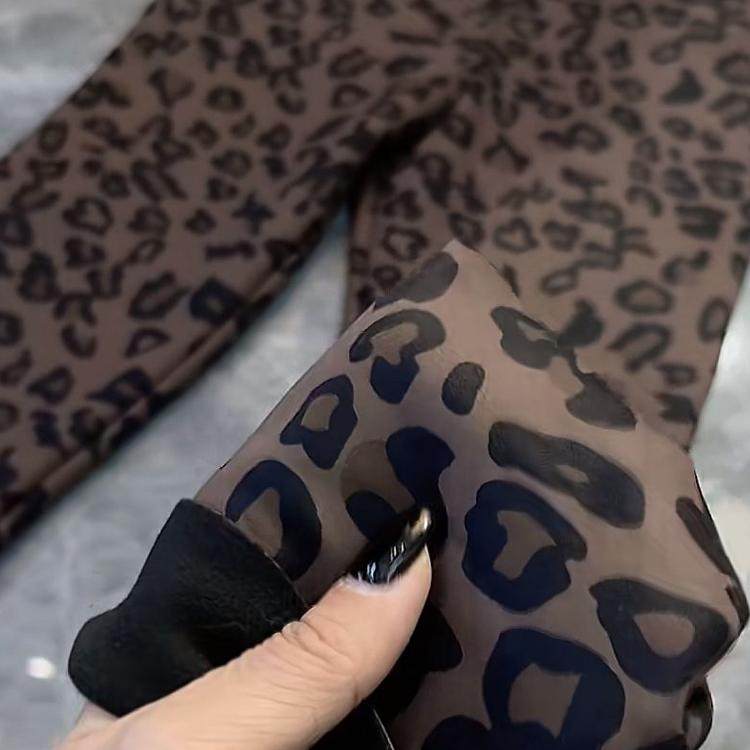 2025秋冬新款高腰性感加绒豹纹打底裤女显瘦外穿弹力小脚休闲裤潮,淘宝优惠券,粉丝福利购,淘宝优惠卷