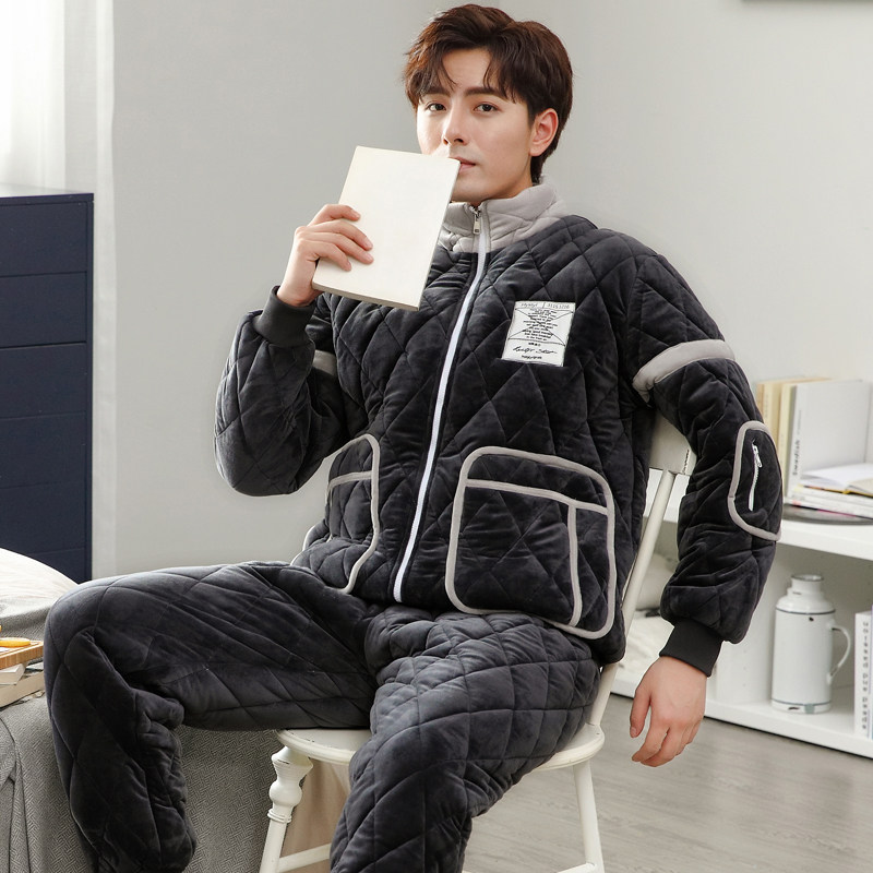 情侣冬季情侣款法兰绒三层夹棉睡衣 辉尔雅睡衣/家居服套装