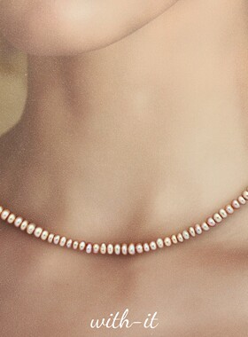 with it淡水珍珠项链彩色粉色黑色迷你男女同款叠戴珠串经典款111