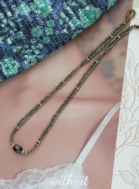 with it黄铁矿双层项链闪闪迷你珠切面茶晶叠戴法式风复古首饰266