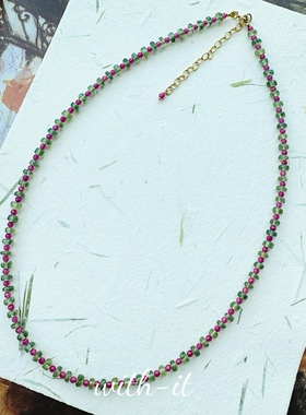 withit绿磷石红宝石叠戴项链女