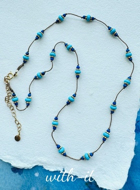 with it蓝松石青金石手工编制项链意大利复古风珠串叠戴彩宝189