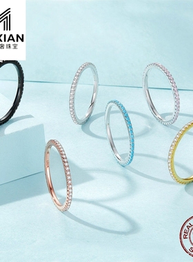 美汝仙 欧美极简s925纯银女士爆款 时尚精灵镶钻女士简约戒指