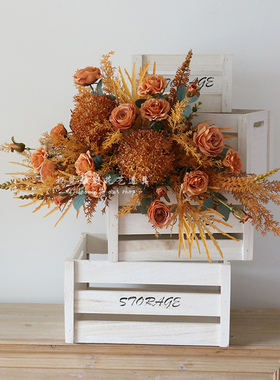 美式乡村复古花艺木盒玫瑰道具