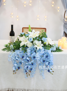 酒店公司签到台前台桌摆装饰花艺