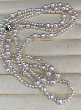 L.RUBY天然珍珠大小珠加长毛衣链