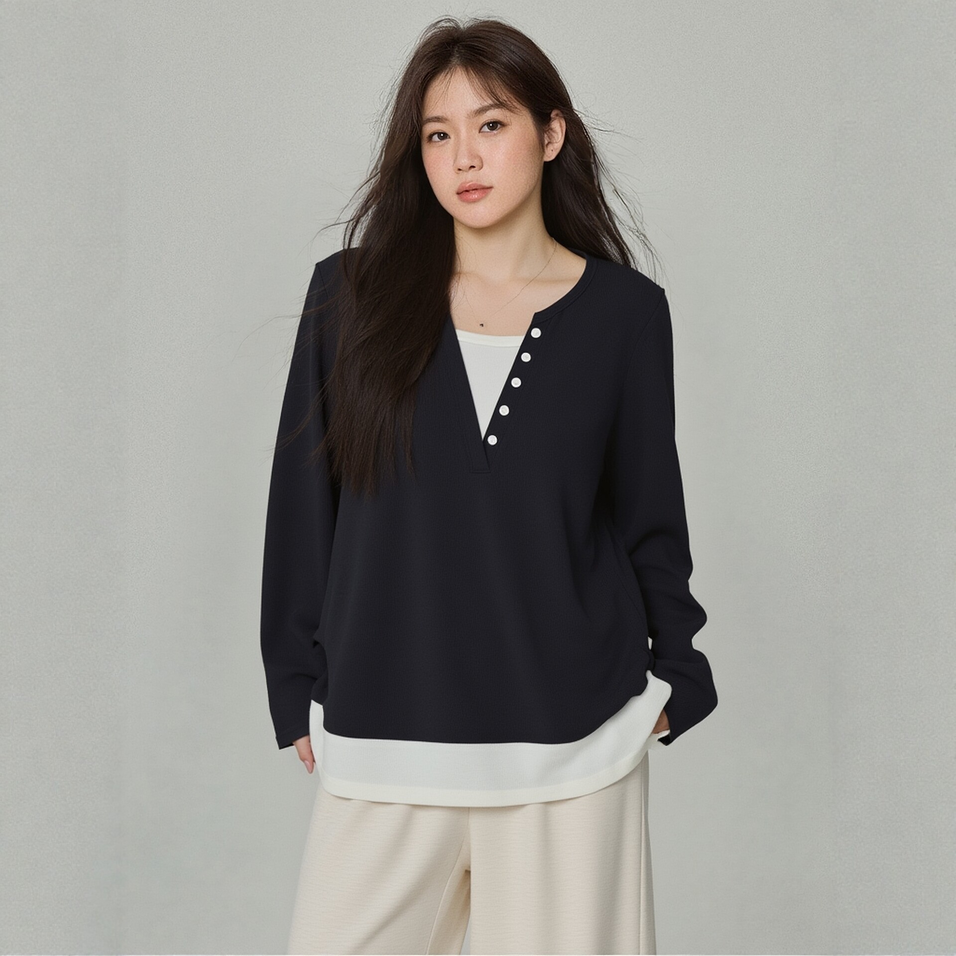 大码胖mm巨好看上衣春装新款假两件正肩宽松遮肚显瘦女装漂亮T恤,淘宝优惠券,粉丝福利购,淘宝优惠卷