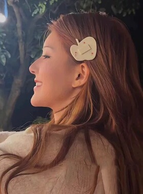 赵露思生日会同款苹果花系列发夹女新款奶油白花花边夹刘海发夹女