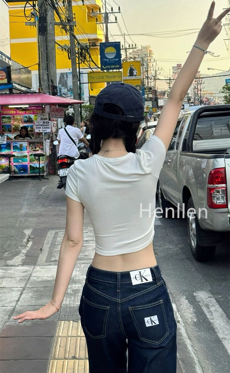 Jennie同款CK牛仔裤女春夏新款复刻90s系列高腰直筒复古休闲时尚