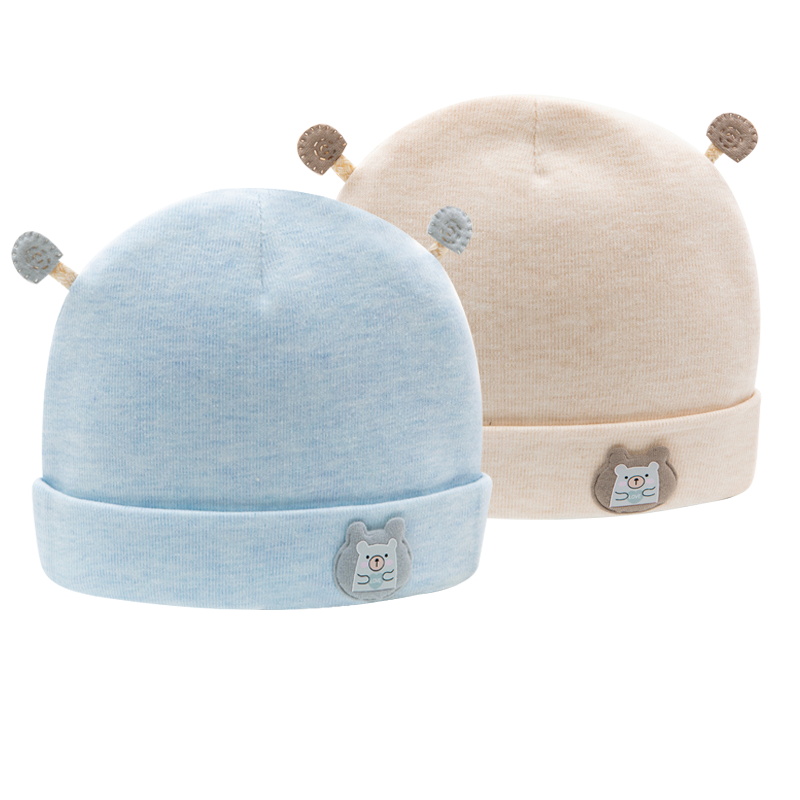 新生婴儿帽子春秋季0到3个月卤门帽初生男女宝宝a类纯棉无骨胎帽 - 图3