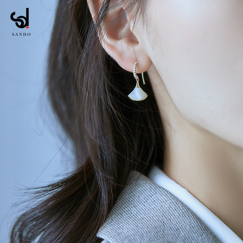 贝壳小扇子女网红小温柔精致潮耳环 闪度耳环