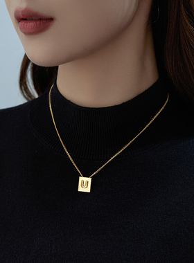 U字母项链女秋冬小众轻奢毛衣链