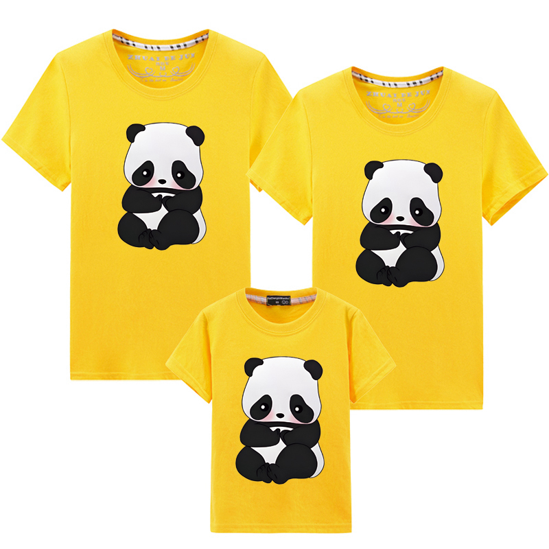 熊猫高端亲子装夏装一家三口四口母子母女装洋气短袖t恤2024新款 - 图3