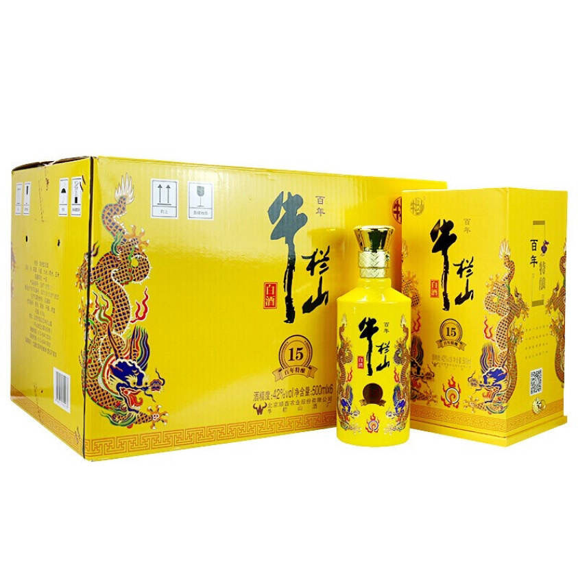 北京牛栏山二锅头特酿15 小黄龙42度浓香型白酒500ml*6瓶整箱盒装