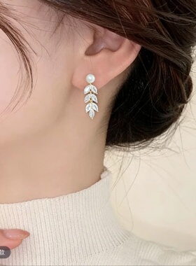 闪耀锆石麦穗流苏耳环女