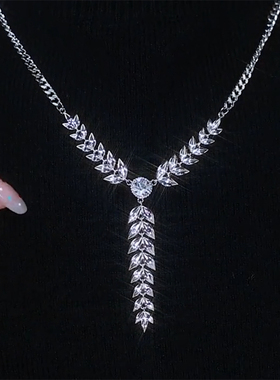 钛钢不掉色穗心项链女秋冬毛衣链