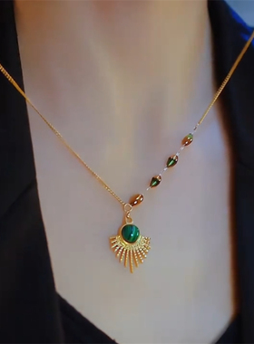 钛钢不掉色孔雀尾项链女