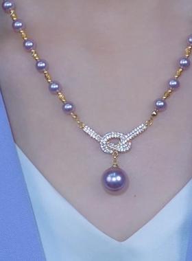 轻奢气质微镶同心结项链女