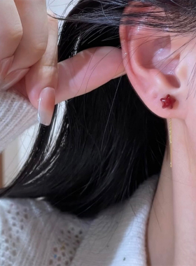 气质简约红色星星流苏耳线女