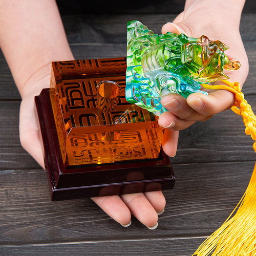 胎毛纪念品宝宝胎发印章脐带章招财麒麟胎毛章婴儿百天周岁保存 - 图1