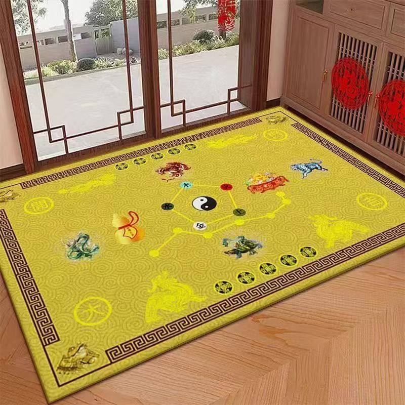 七星九运过门垫太极新年开运五帝钱新款黄色地垫招财神兽定制地垫,淘宝优惠券,粉丝福利购,淘宝优惠卷