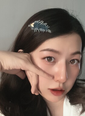 高端手工编织渐变工艺水晶羽毛发夹气质简约鸭嘴夹刘海夹边夹发饰