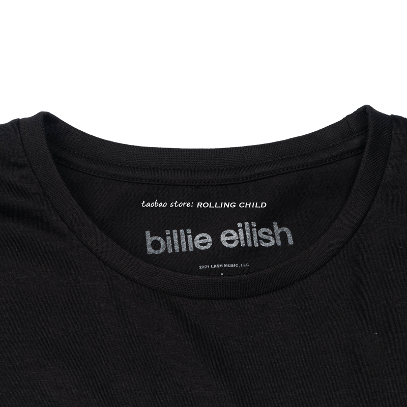 正版Billie Eilish碧梨周边vintage说唱嘻哈摇滚短袖T恤j官方现行 - 图1