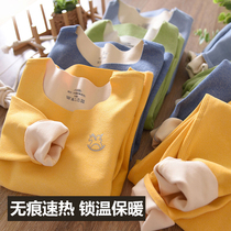 Childrens thermal underwear suit autumn and winter CUHK childrens suede baby gush with suede children Thickened Autumn Clothes