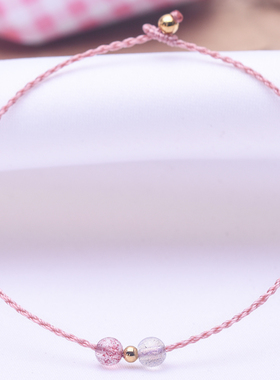 森林细款甜美风红绳手链送至爱