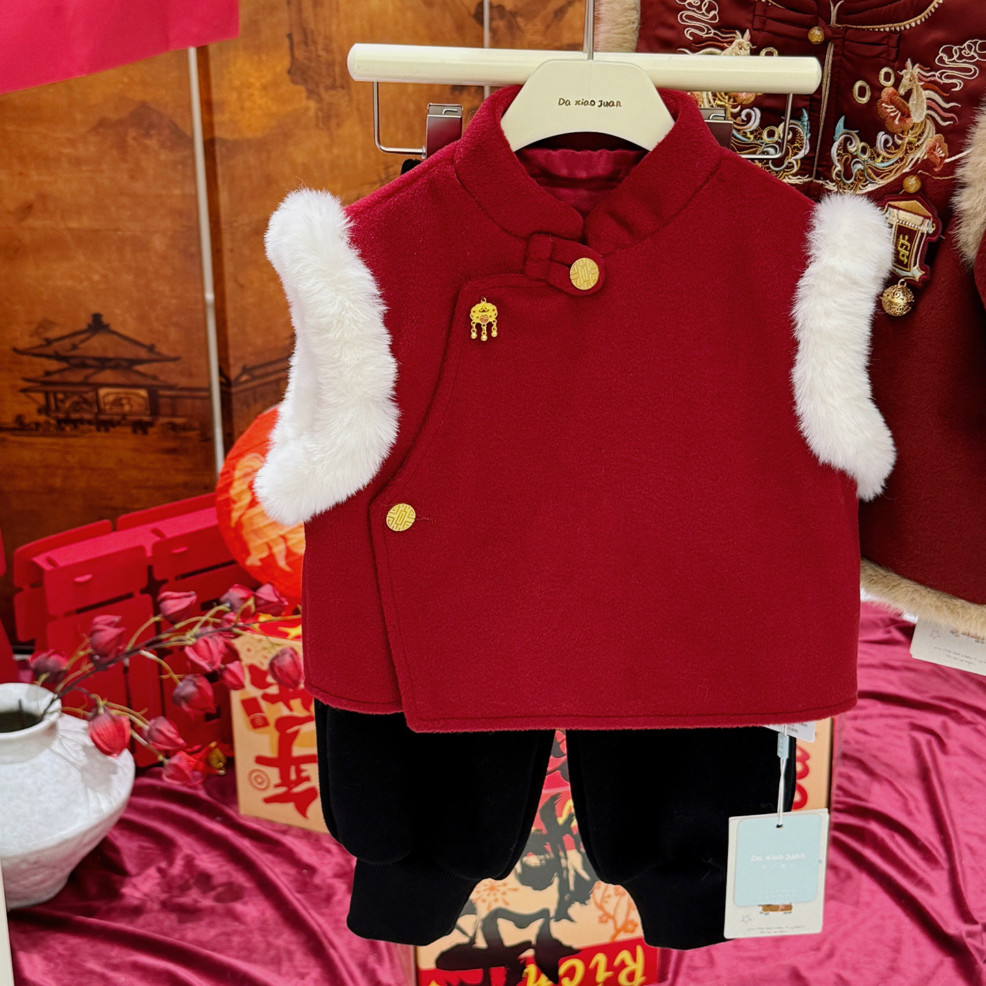 男童冬装唐装马甲儿童拜年服新中式宝宝冬季国风冬季喜庆过年衣服,淘宝优惠券,粉丝福利购,淘宝优惠卷