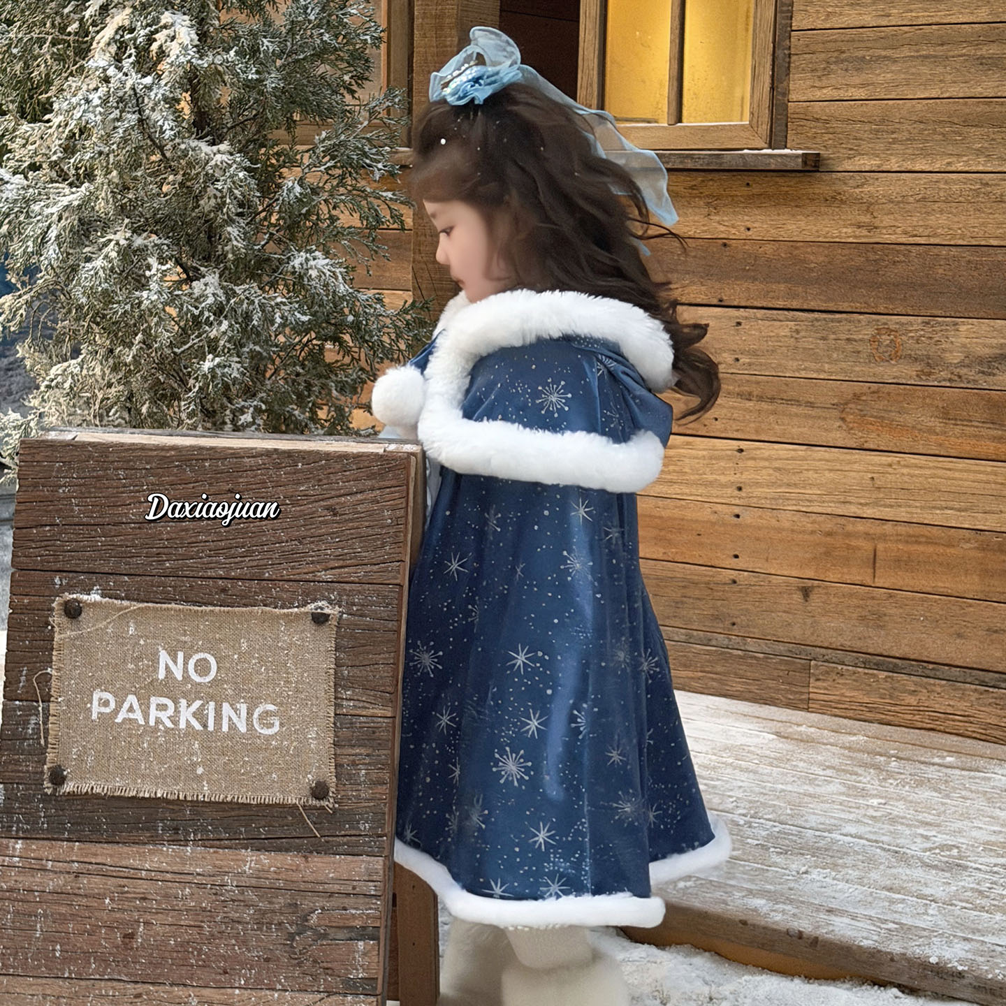 大小卷女童连衣裙套装冬季2025新款加厚保暖洛丽塔纱裙披风两件套 - 图3