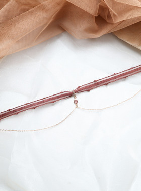 棕色复古美拉德风项链轻奢高级感颈链choker项圈女锁骨链脖子饰品