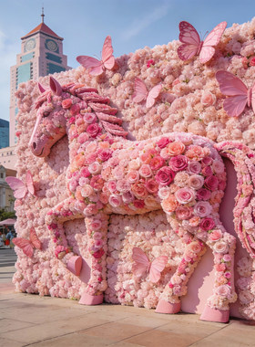 2026马年网红仿真花墙背景定制