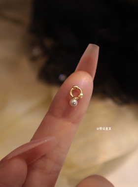 单只售超迷你耳皮钉睡觉不用摘纯银mini珍珠小耳圈日系极小耳骨钉