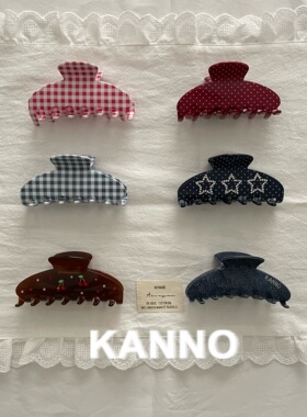 KANNO醋酸法式复古甜美波点发抓