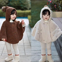 2023 new autumn and winter children with hood cloak windproof baby cloak warm blouse male and female child jacket