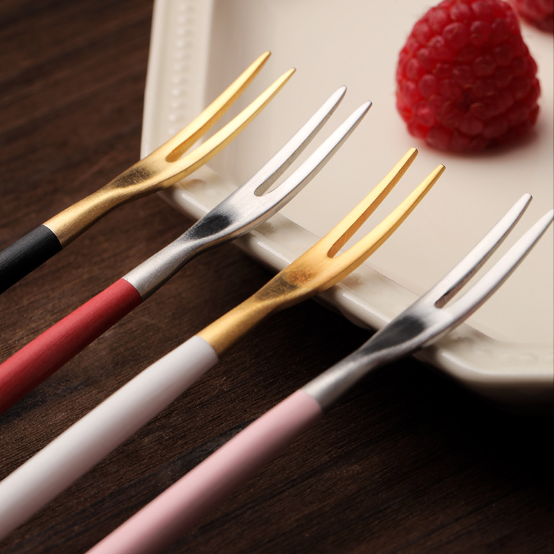 Cutipol叉子水果叉套装高端精致水果签家用高颜值水果牙签叉小叉 - 图0