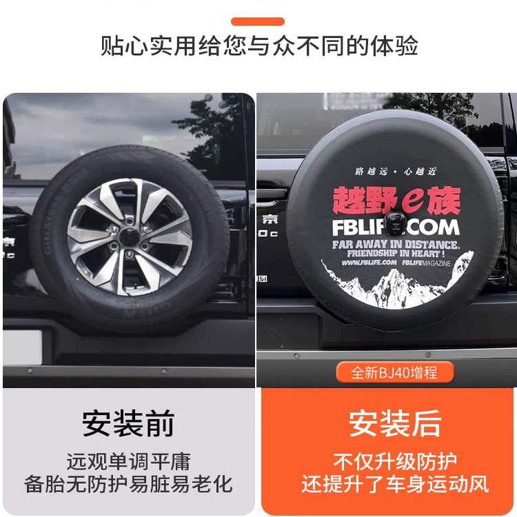 2025款全新北京BJ40e增程备胎罩改装专用汽车轮毂轮胎套后车轮套 - 图3