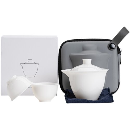 手工原矿羊脂玉瓷手抓壶旅行茶具套装陶瓷便携式功夫茶具德化白瓷 - 图3