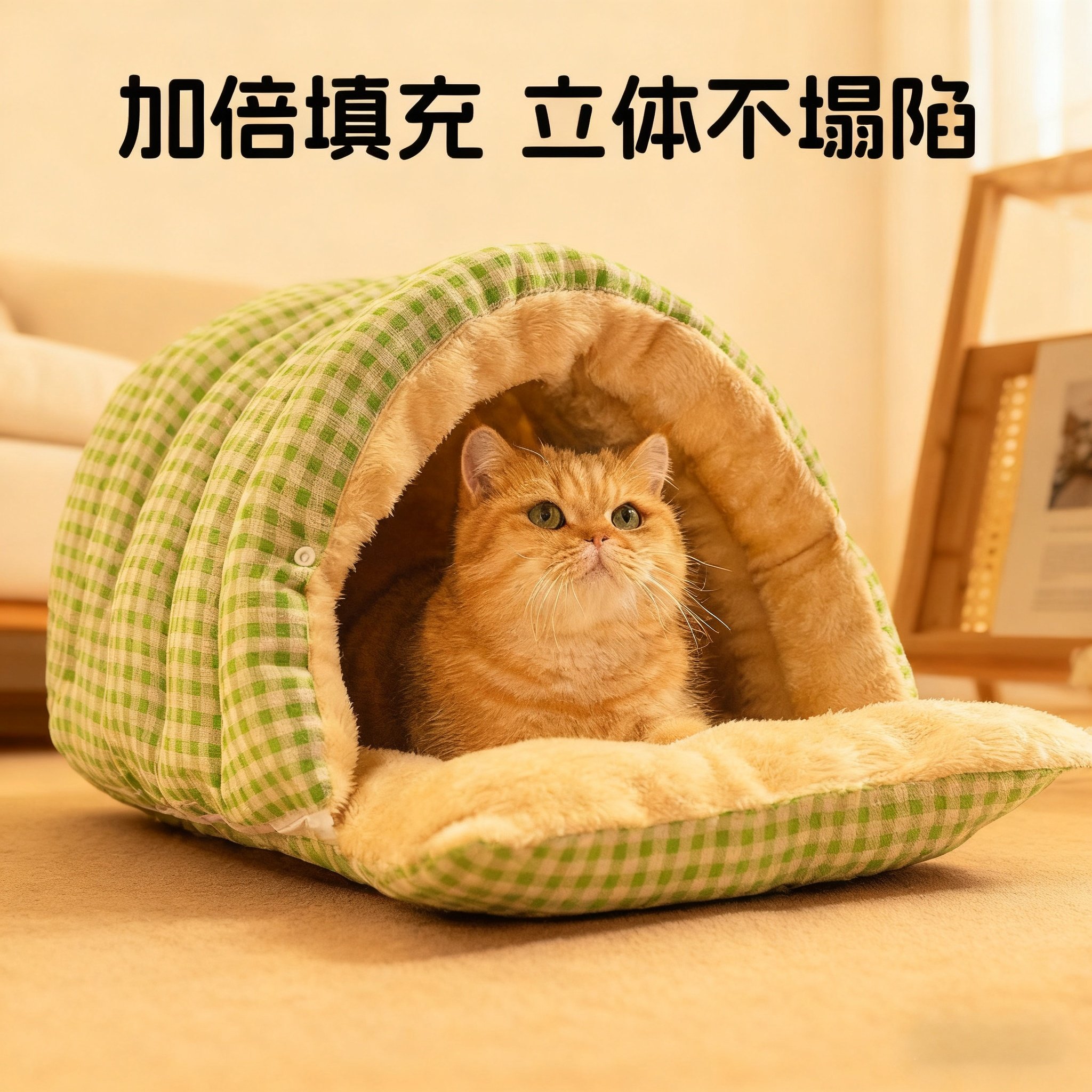 猫窝冬季加厚保暖封闭式格子可拆卸中大型猫咪中小型犬窝四季通用,淘宝优惠券,粉丝福利购,淘宝优惠卷