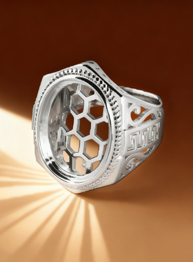 戒指空托男士封底网镂空镶嵌戒托