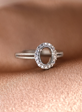 戒托日韩diy镶嵌蜜蜡绿松石戒托